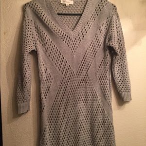 Vince Camuro  Knitted Eyelet 3/4 Sleeve Sweater